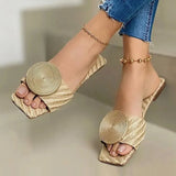 New Woman Summer Flat Sandals Plus Size Round Buckle Solid Flats Female Casual Slippers Ladies Women Fashion Beach
