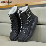 Winter Leather Snow Boots for Women 2024 New Plus Velvet Thick Bottom Shoe Waterproof Platform sneaker Woman