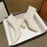 White Very High Heels Female Ankle Boots Heeled Footwear Pointed Toe Short Shoes for Women Winter 2023 Sale Quality