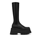 Ladies Ankle Boots Fashion Autumn Platform High Heels Platform Wedge Heel Stretch Black Red Stretch Boots Dress Party