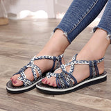 Size Summer Beach Sandals Women Clip Toe Rope Knot Flat Slippers