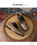 Elastic band ballet flats woman designer shoes for women heels loafers retro square toe grandma shoes femme
