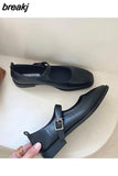 New Designer Women Loafers Single Leahter Shoes Fashion Lace Up Female Round Toe Shallow Flats Elegant Woman
