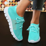 Breathable Knitted Sport Sneakers Women 2023 Autumn Plus Size Soft Soft Walking Shoes Ladies Slip On Mesh Casual