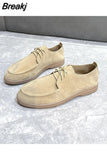 Sole Casual Shoes New Fashion Round Head Solid Spring and Autumn Suede Strapping Women's Large Flat