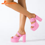 New FashionDouble Bottom Platform Sandals Chunky High Heeled Ankle Buckle Strap Women Sandals Comfort Walking Shoes