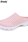 Men New Summer Mesh Casual Shoes Outdoor Breathable Half-pack Slippers Men's Women's Flat Bottom Fashion Couple Walking