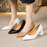 Heels Women 2023 New Women's Shoes Pointed Shallow Mouth Thick Heel Fashion Ladies Pumps OL Simple High Heels Zapatos