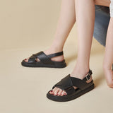 Sandals Women's Shoes Heels Genuine Leather Luxury Designer Shoes Woman Flat Casual Beach Summer Sandals for Women