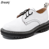 Women's Genuine Leather 2023 New Spring Autumn British Style Student Oxford Shoes Wild Thick Platform Ladies Large Size