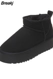 Women's Short Plush Warm Snow Boots Casual Shoes 2023 New Suede Chelsea Ankle Boots Elegant Party Striptease Snow