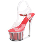 Tube Dancing Shoes High-heeled Shoes Sandals Thin-heeled 17cm Sexy Sequins Platform Hate Sky high-heeled Shoes