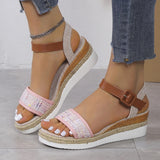 Summer Patchwork Wedge Sandals Women 2023 Ankle Buckle Platform Sandles Woman Plus Size Non Slip Casual Sandalias