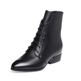 New Autumn and Winter Black All-match Women's Boots Pointed Toe British Style Square Heel Side Zipper Fashion
