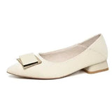 Women Fashion Black Pu Leather Slip on Pointed Toe Slip on Square Heel Pumps Lady Casual Beige High Heel Shoes for