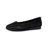 Spring and Autumn New Fashion Round Head Solid Light Mouth Candy Mesh Breathable Large Women's Flat Shoes Single