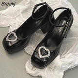 Spring New Mary Jane Shoes Women Square High Heel Pumps Shoes Fashion Ankle Strap Ladies Elegant Office Lady