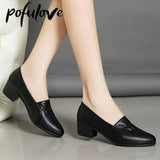 Shoes Women Heels Leather Black Lady Work Professional Shoes New Luxury Designer Platform Heels, Zapatos De