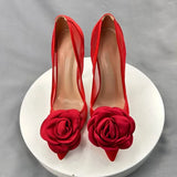 Women Sexy Patchwork Red Mesh Gauze Pointy Toe High Heel Party Shoes Elegant Flower Stiletto Pumps 8cm 10cm