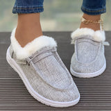 Winter New Large-Size Plush Warm Women's Shoes With Flat Soles And Round Ends And Casual Cotton