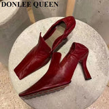 Square Toe High Heels Pumps Women Autumn Shoes Party Dress 2023 Spring Footwear Retro Female Work Pumps Zapatillas