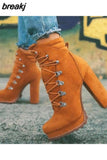 Women Ankle Boots Flock Leopard Slip On Short Boots Women's High Heels Platform Autumn Shoes Ladies Booties Retro Plus