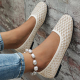 Breakj Size Summer Autumn New Flat Square Head Cover Foot Shallow Mouth Mother Shoes Casual Single