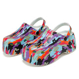 Platform Clogs Women Rainbow Print Height Increasing Fashion 5 CM High Heel Mule Garden Clogs Women's