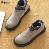 Boots Women Winter Women Chelsea Boots Soft Leather Woman Ankle Botas Plush Inside Warm Cotton Shoes