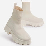 Women Boots White Platform Boots For Winter Autumn Botas Femininas Socks Ankle Boots Platform Shoes Women Heels Botines