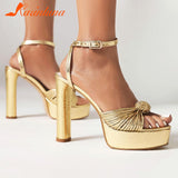 Heeled Women's Sandals 2023 European Style Sexy All-match Buckle Strap Sandals Plus Size Casual Comfort Walking