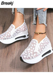 Women's Shoes on Sale 2023 New Women's Vulcanize Shoes Summer Lace Mesh Flower Women Shoes Round Head Thick Bottom Sports