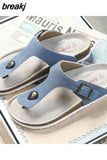 2023 New Summer Women Beach Flip Flops Casual Men Nubuck Leather Non-slip Cork Slippers Slides