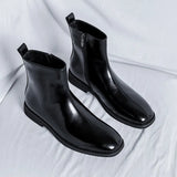 Breakj 2023 New Male British High Gang Middle Set Foot Side Zipper Big Head Retro Platform Work Boot