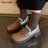 loafers shoes boots Winter New in Women's Slip On Shoes Warm Plush Fur Lined Indoor & Outdoor Moccasin Flats Comfort