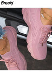 Women Sneakers Casual Shoes Comfortable Mesh Lace-Up Ladies Sport Shoes Wedges Chunky Women's Vulcanized Shoes Females