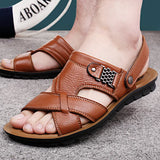 Summer New Men's Genuine Leather Sandals Men's Fashion Leather Beach Shoes Plus Size Casual Sandals Slippers for