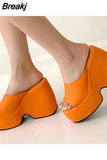 New KarinLuna Dropship 2023 Summer Chunky Heel Platfrom Women Slipper Mules Sandals Comfy Leisure Woman Shoes