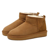Snow Boot Style Short Mini Winter Sheepskin Boots Women Waterproof Natural Wool Ankle Boots Fur Lined Ankle Warm Flat