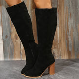 Women Cowboy Heels Western Chunky Shoes Leather Knee High Long Elegant Designer Plus Size New Rock Pole Dance