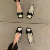 Spring New Comfortable Ladies Flat Shoes Personality Square Toe Shallow Mouth Slip-on Loafers Ladies Casual Shoes