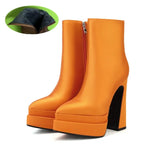 Quality Sexy Satin Women's Ankle Boots High Heels Thickened High Heels Pointed Toe Platform Shoes Shoes for Women Size