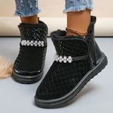 Decor Waterproof Snow Boots for Women 2023 Winter Warm Plush Ankle Booties Female Black Non Slip Cotton Padded Shoes
