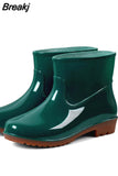 Rain Boots Women's Low-Cut PVC Beef Tendon Platform Solid Color Work Shoes Waterproof Rain Boots Thick Bottom for