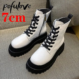 White Boots Women Shoes Womens Platform Heels Punk Goth Shoes Chunky Ankle Boots Winter Booties Size 41 Botas Fall