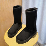 new high-tube boots fashion all-match warm thick snow boots with knot snow boots women flat-heel snow boots long
