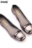 size 41 Women Soft leather Flats Fashion Woman Loafers Square Toe Buckle Ballerina Casual single Shoes Women Zapatos