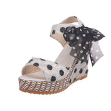 Sandals Dot Bowknot Design Platform Wedge Female Casual High Increas Shoes Ladies Fashion Ankle Strap Open Toe