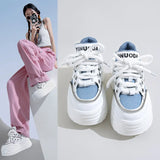 Breakj Sole Small White Shoes Female 2024 Autumn New Fashion Rivets Small Show Thin Loose Cake Shoes Lace Casual Sports