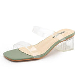Fashion Women Low Mid Heels Beautiful Transparent Sexy Slippers